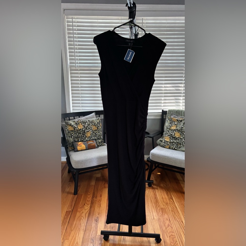 Rachel Zoe Black Textured Midi Dress